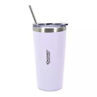 Vaso Discovery Térmico Acero Inox + Tapa Y Sorbete De Metal