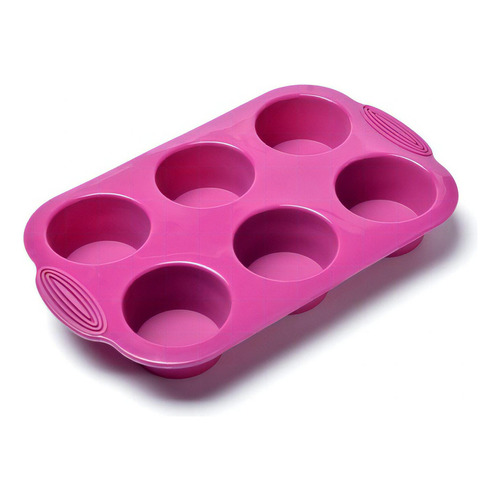 Molde Silicona Para Ponqué Muffin 6 Unid 30x18x3.8cm Press Color Violeta