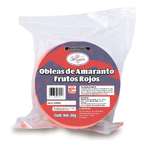 Obleas Amaranto Del Cuore Sabor Frutos Rojos