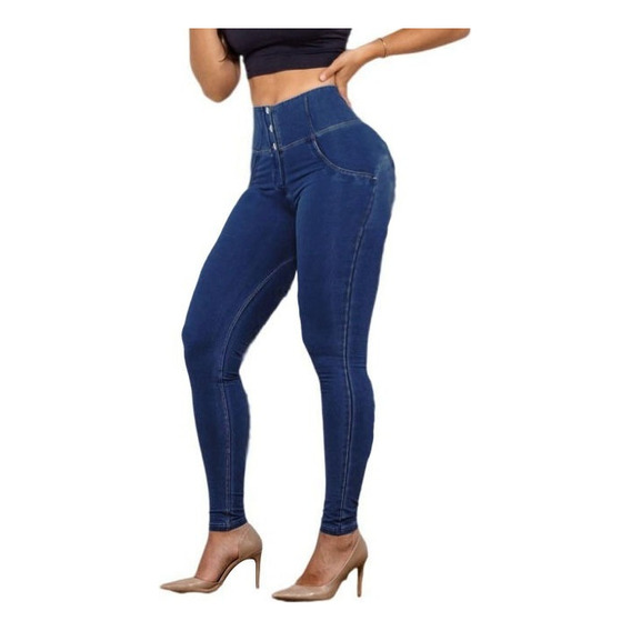 Jeans Mujer Skinny Tiro Alto Realce Cadera