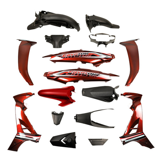 Kit De Plasticos Completo Para Yamaha Crypton T110 Rojo Mtc