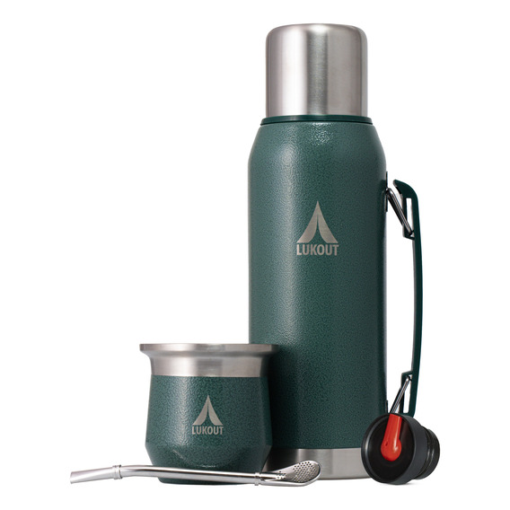 Termo Agua Lukout  1000 Ml + Mate 170 Ml Kit Army
