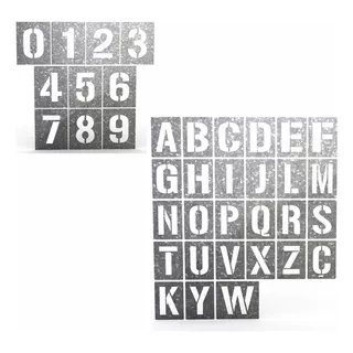 Kit Stencil  Alfabeto E Números Vazados Chapa 5cm De Altura