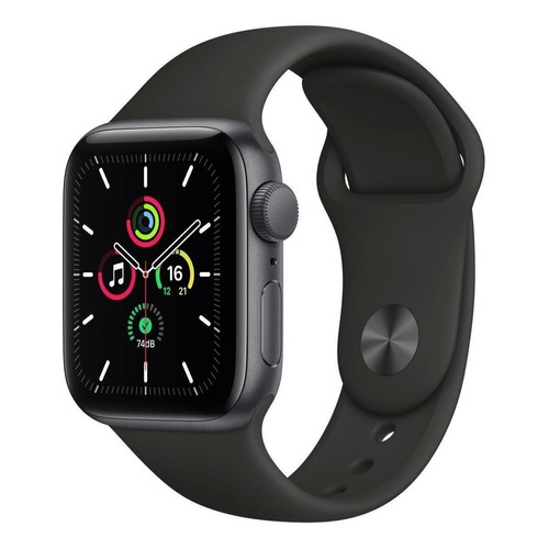 Apple Watch SE (GPS, 40mm) - Caja de aluminio color gris espacial - Correa deportiva Negra