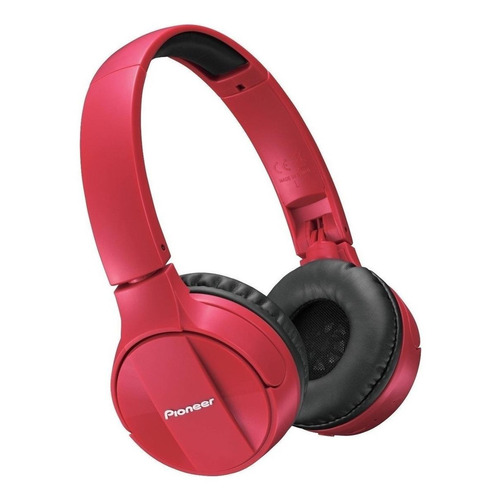 Fone de ouvido on-ear gamer sem fio Pioneer SE-MJ553BT vermelho com luz LED