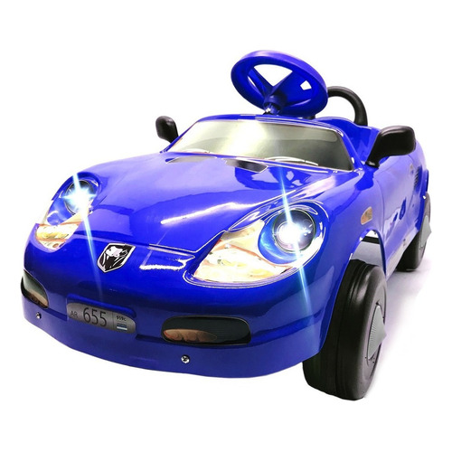 Vehículo a pedal auto Katib Porche con luz y espejitos color azul