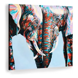 Canvas | Mega Cuadro Decorativo | Elefantes Love | 120x120
