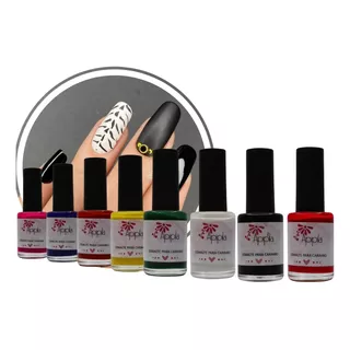 Kit De Esmaltes Para Carimbo De Decoração De Unhas 8 Cores