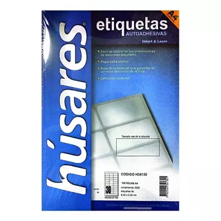 Etiquetas Husares A4 Cod H34130 Medida 6.4x2.54 Cm Paq X100