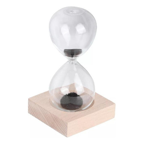 Reloj de arena de cristal magnético con base de madera gris Mart M