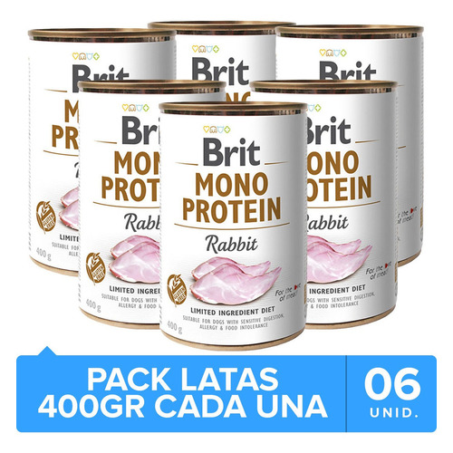 Alimento Perro Brit Care Mono Protein Rabbit Pack 6 Un. Np