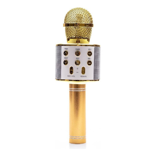 Microfono Inalambrico Karaoke Bluetooth Recargable Fiestas Color Dorado