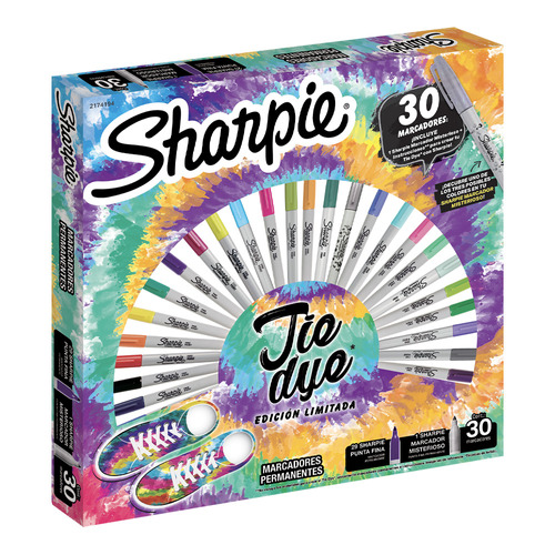 Ruleta Caja 30 Marcadores Tie Dye Sharpie Punta Fina