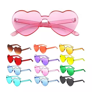 ¡ Gafas Fashion Party De Corazón Sol Rimless Moda Colores !! Color De La Lente Rosado Color De La Varilla Multicolor Color Del Armazón Multicolor