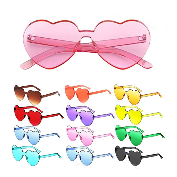 ¡ Gafas Fashion Party De Corazón Sol Rimless Moda Colores !! Color de la lente Rosado Color de la varilla Multicolor Color del armazón Multicolor