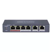 Switch Poe Hikvision 4 Puertos Poe Y 2 Ethernet Ds-3e0106p