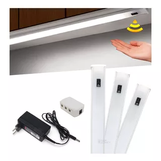 Kit 3 Fita Led 50cm Iluminação Lustre Móvel Cozinha C Sensor Cor Da Luz Branco-frio Tensão De Operação 12v 110v/220v