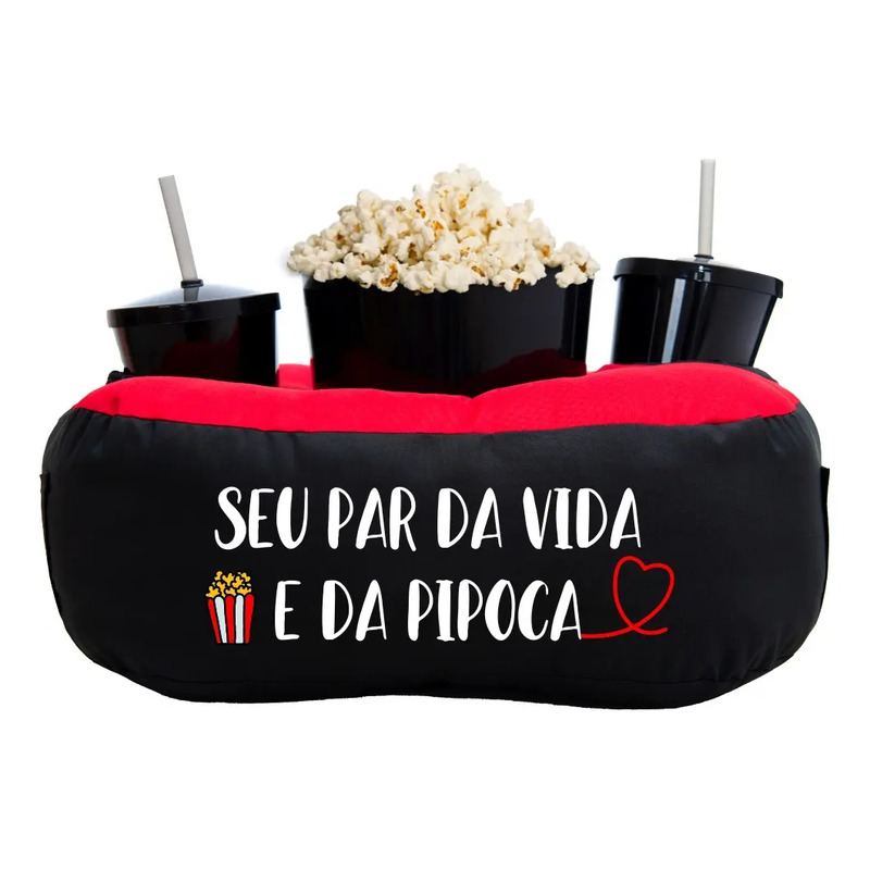 Almofada Porta Pipoca Bicolor Casal Par Da Vida