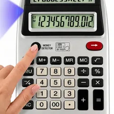 Calculadora Mesa Eletrônica 12 Dígitos com Luz UV para Testar Nota Falsa