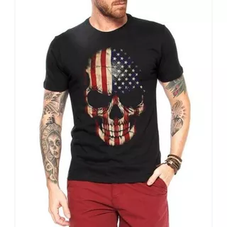 Camiseta Caveira American Skull Motociclista Harley Davidson