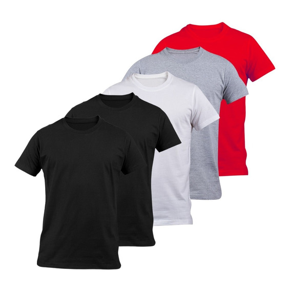 Pack X 5 Remera Basica Hombre Manga Corta Lisa 100% Algodon