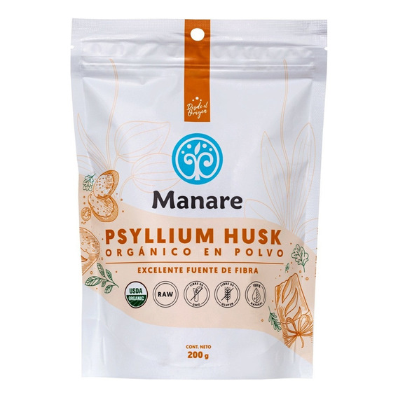 Psyllium Orgánico 200gr En Polvo - Husk Sin Gluten - Manare Sabor Sin sabor