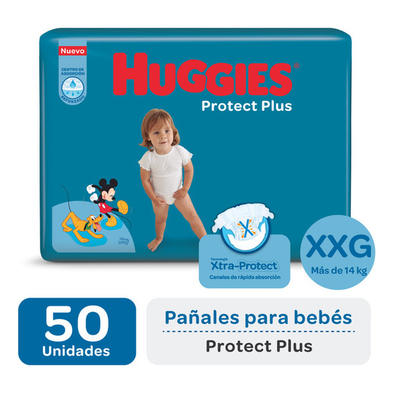 Pañales Huggies Protect Plus Xxg X50 Unidades