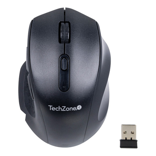 Mouse Techzone Ergonómico Inalámbrico Con Click Silencioso Color Negro