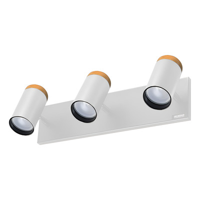 Aplique 3 Luces Blanco Con Madera Apto Led Cabezal 3002