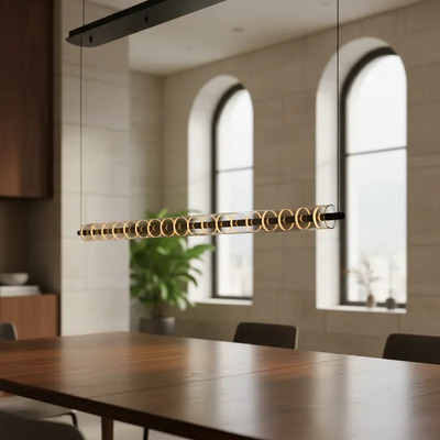 Colgante Led Sidney L 32w Negro Deco Moderno 1,54mt  Negro