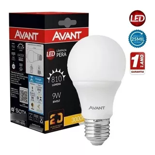 Lâmpada Led Bulbo 9w = 60w 810lm Avant E27 Economica Bivolt Cor Da Luz Branco-quente 110v/220v