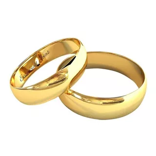 Par  Alianças Casamento Ouro 18 K  4 Mm  6,0 Grs Anatômica !