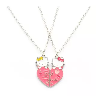  2 Dijes Collar Best Friends Kitty Corazon Mitades