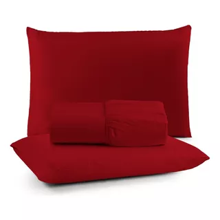 Roupa De Cama Queen 3 Peças Ponto Palito 100% + Vendido Cor Vermelho Desenho Do Tecido Liso