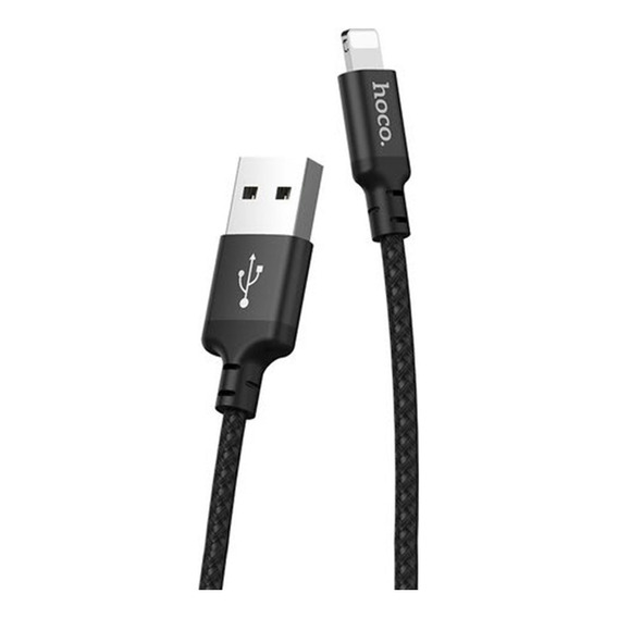 Cable Usb A Lightning 2m Hoco X14 Trenzado Negro De Calidad