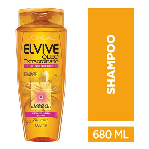 Shampoo Oleo Extraordinario Universal 680ml Elvive Nutrición Brillo Y Suavidad