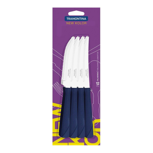 Juego De Cuchillos Para Asado Tramontina New Kolor X 12 Azul