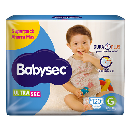 Babysec ultrasec pañales talle g paquete 120 unidades