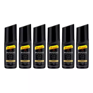 Kit 6 Polidor De Sapato Líquido Preto Brilhante Nugget 60ml