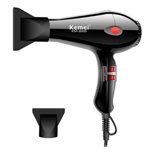 Secador De Cabello Profesional Kemei Km-8906 1800w 2 Vel Color Negro