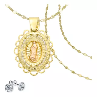 Medalla Virgen De Guadalupe Oro Rosa 10k Y Cadena De Oro 10k