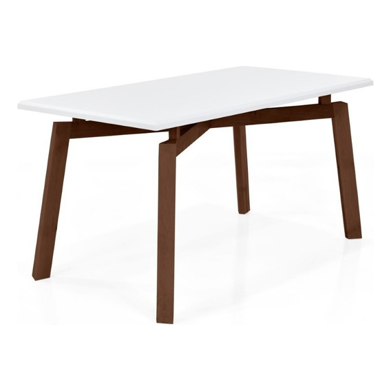 Mesa De Comedor Irlanda 6p Tapa Blanco Patas Matiz Caramelo