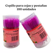 100 Cepillos Desechables Cejas Y Pestañas Color Lila Maxcare
