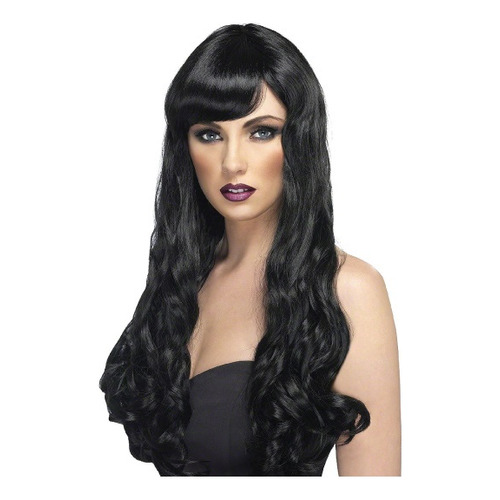 Manzana Cotillon peluca ondulado largo adulto y niño cotillon pelo disfraz color negro