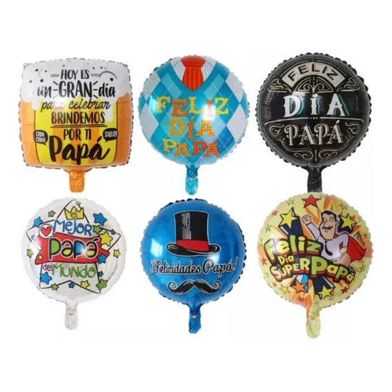 50 Globos Metalizados Metálicos Feliz Dia Del Padre 45cm