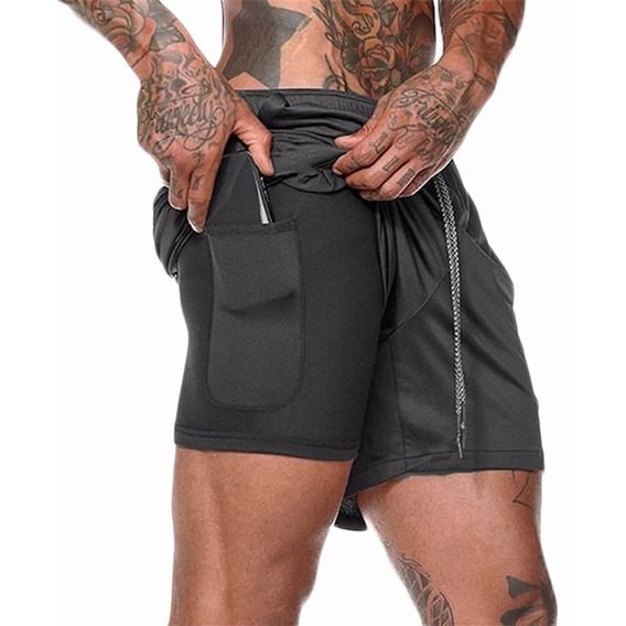 Gimnasio Short Con Licra Deportiva 2 En 1 Hombre Correr