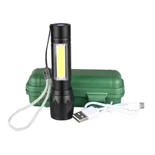 Xpe Mini Linterna Portátil Táctica Led Recargable Usb Zoom Blanco Negro