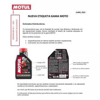 Aceite Moto 4t 7100 20w50 100% Sintetico Motul 1l