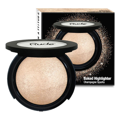 Iluminador Compacto Baked Highlighter Tono Champagne Rude Cosmetics