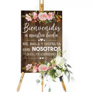 Letrero De Bienvenida Para Boda 60x40cm Supercreativa